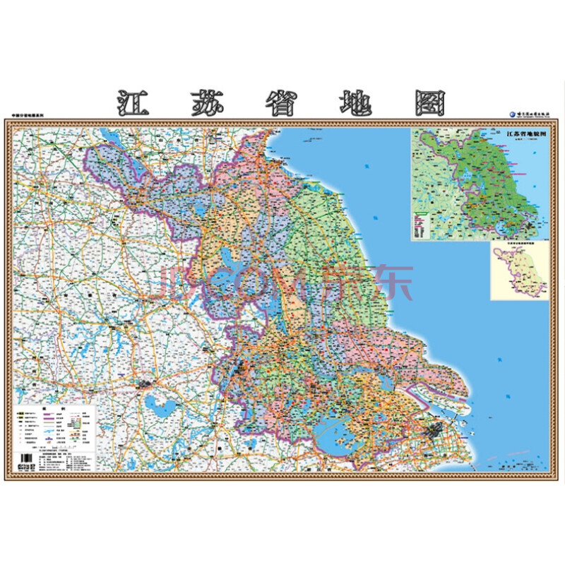 【送包装盒】2015年江苏省地图挂图 仿丝绸尼龙绸版 0.85x1.2米盒装