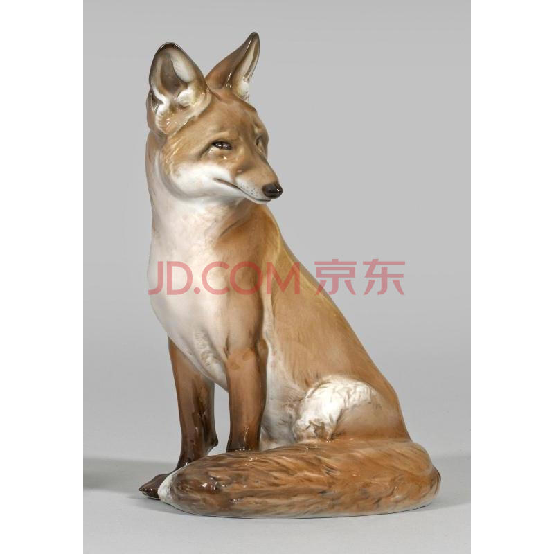 [全球拍] 棕色釉下坐着的狐狸小雕像