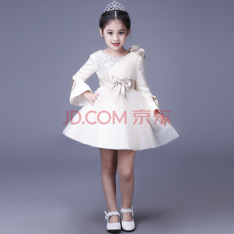 添红妆儿童礼服裙女童公主裙女童公主裙花童礼服连衣裙钢琴演出服亲子