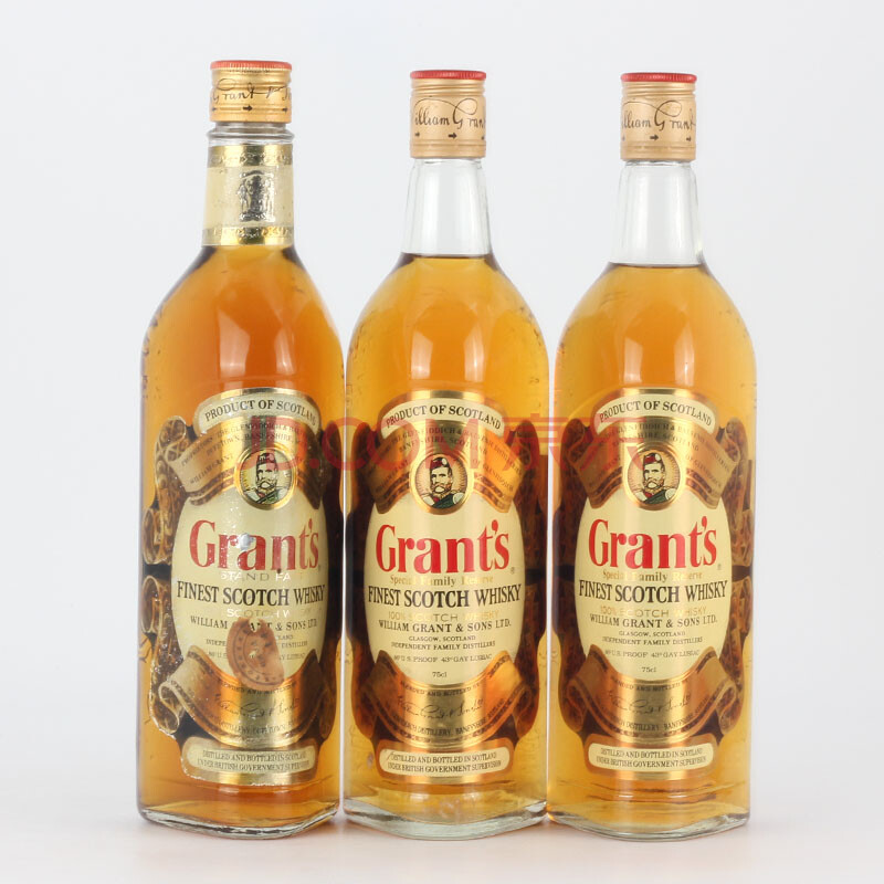 80-90年代 grant"s格兰特苏格兰调和威士忌 43度 750ml 3瓶【b19】