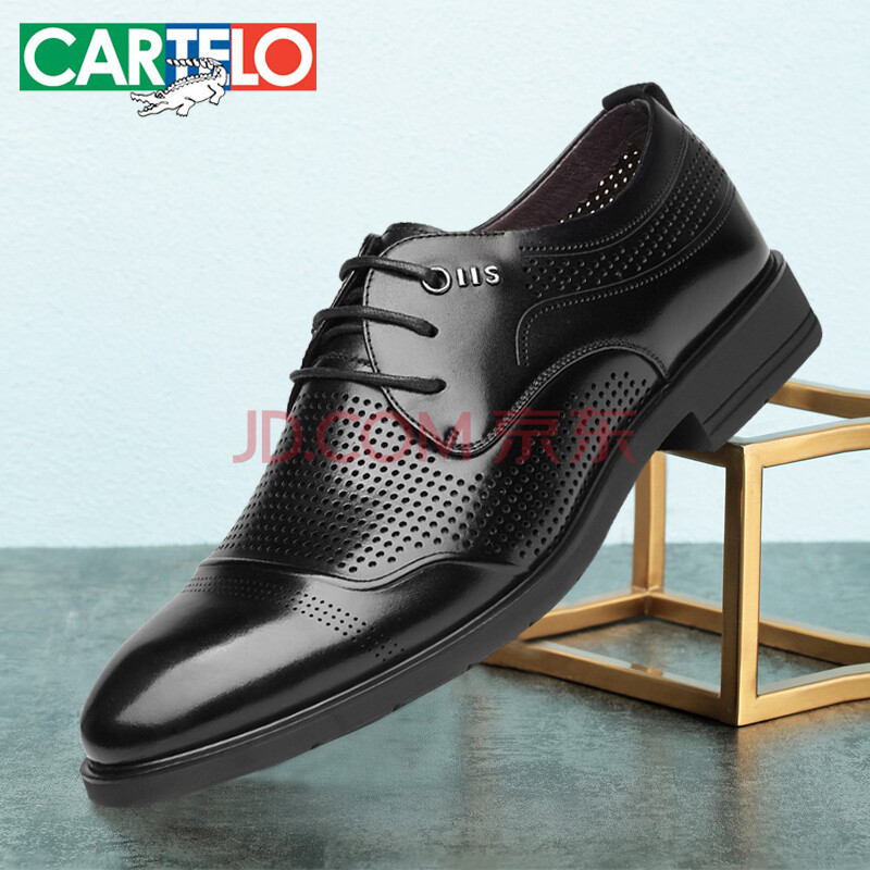 ¿¨µÛÀÖöùÓ㣨CARTELO£©Æ¤Ð¬ÄÐÏļ¾ÐÂÆ·ÕæÆ¤ÉÌÎñÕý×°ÄÐЬÇàÄêÓ¢Â×ϵ´ø¼âÍ·´óÂëЬ×Ó ºÚÉ«ïοտî 38