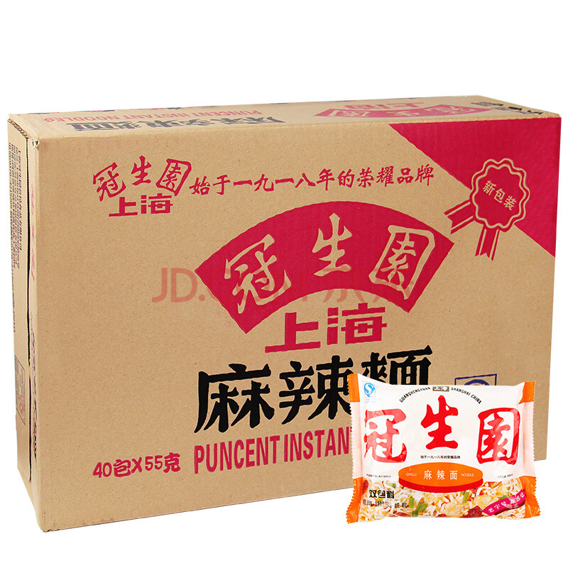 冠生园方便面麻辣味干脆面 泡面干吃方便面整箱包 方便食品 55g*40袋