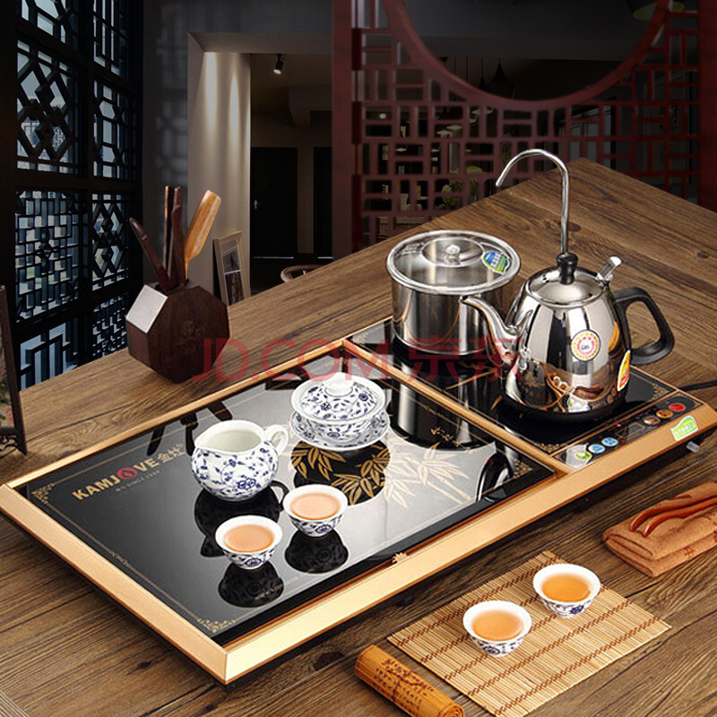kamjove/金灶 整套茶具 钢化玻璃茶盘茶海排水功夫茶具套装自动上水