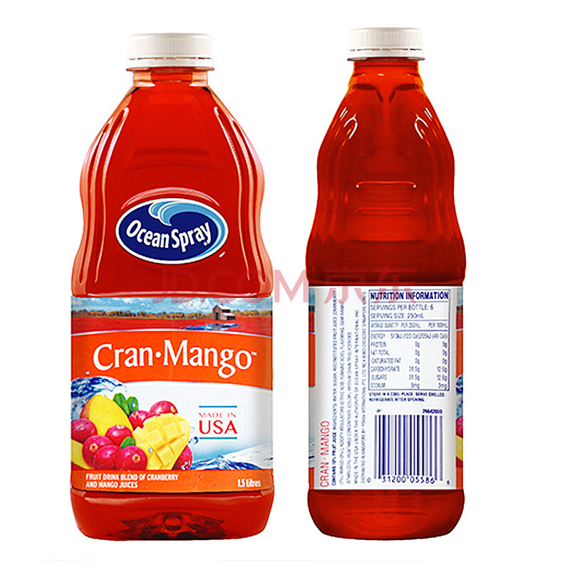 美国进口 优鲜沛ocean spray 蔓越莓芒果果汁1.5l