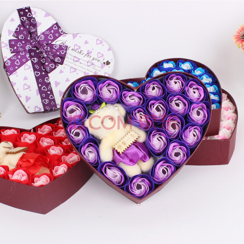 雅柔(yarou)送女友老婆七夕情人节礼物 99朵玫瑰香皂花礼盒创意礼品