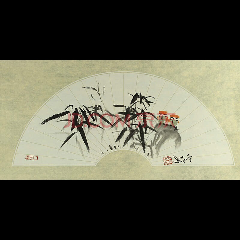 中国美术家协会会员翟登绪精品画作 扇面 竹子 3
