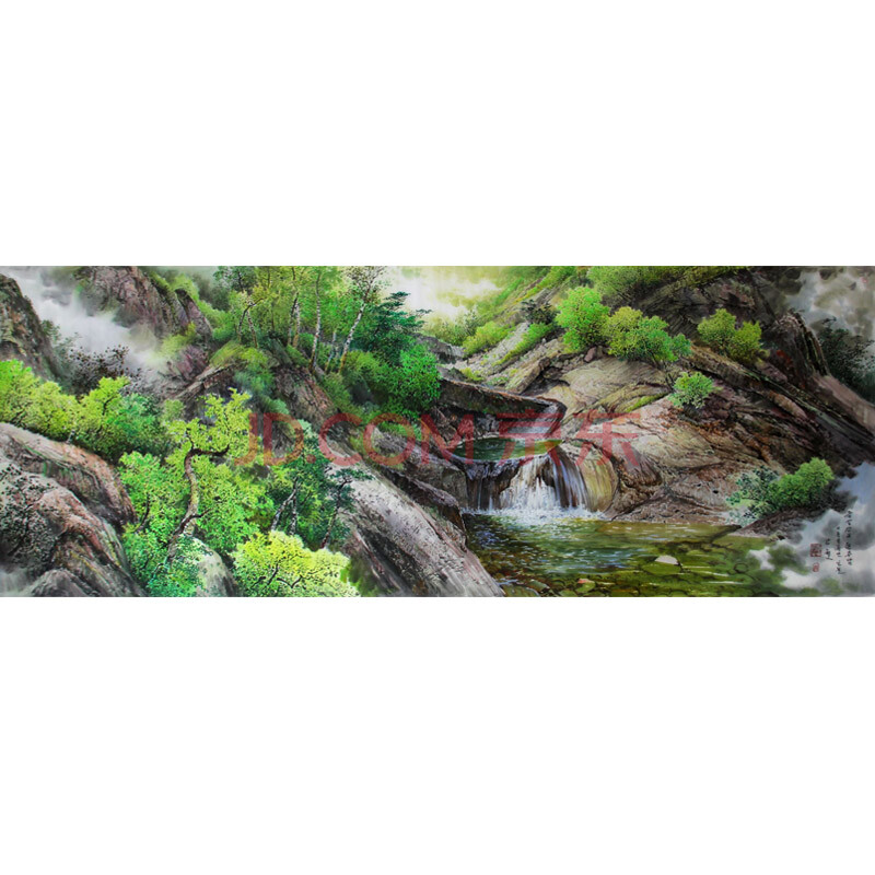 朝鲜画家姜哲《金刚山的莲洲潭》2.4米巨幅水墨画