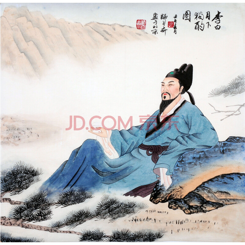 国家一级美术师 师百卉 【李白月下独酌图】60*60cm h