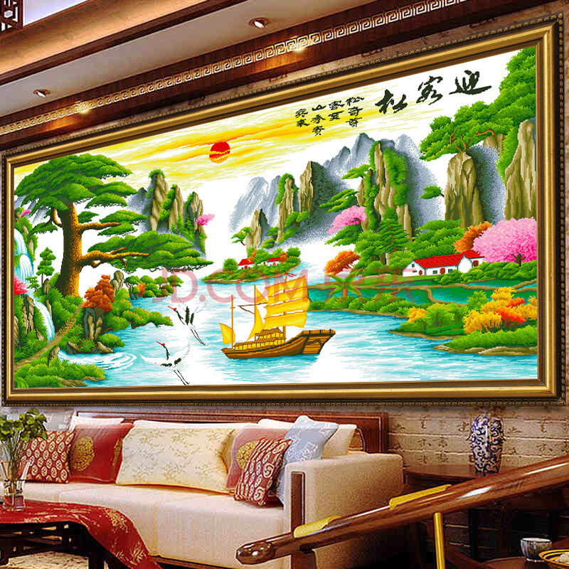 东方美绣十字绣新款魔方钻石画迎客松财运客厅风景系列圆钻贴钻石绣