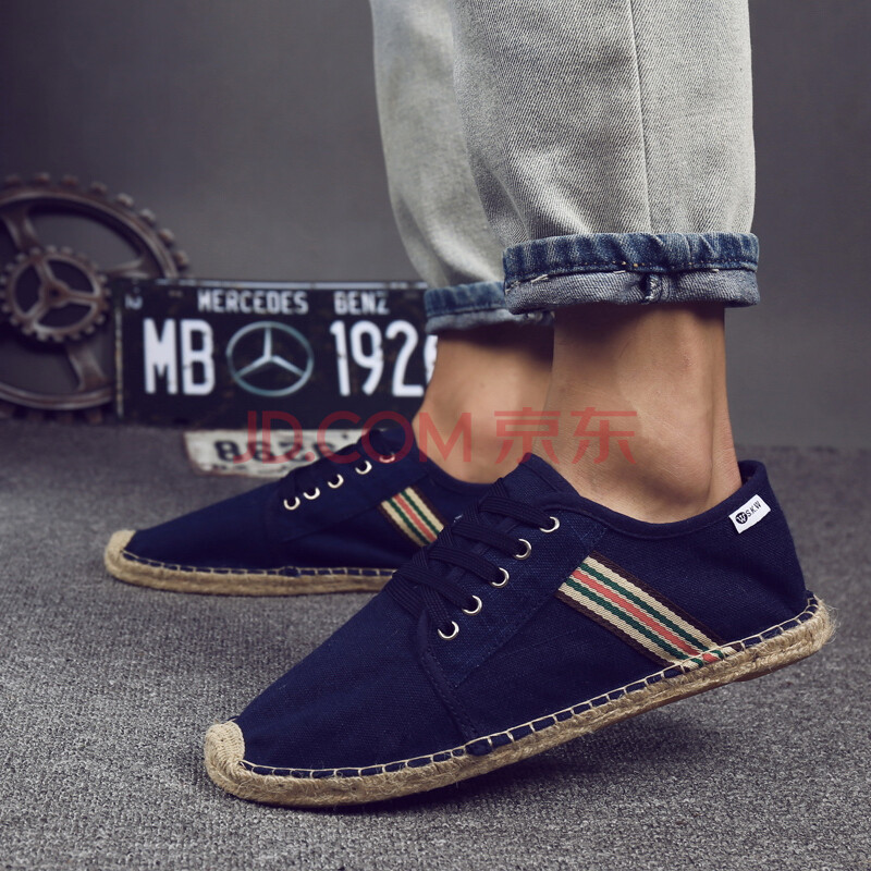 Öйú·çÏļ¾·«²¼Ð¬ÄÐ ÈÕϵ³±ÌõÎÆ²ÝЬ¸´¹ÅÑÇÂ鲼ЬÇé¿îÀÁÈ˲ݱàЬ À¶É« 44