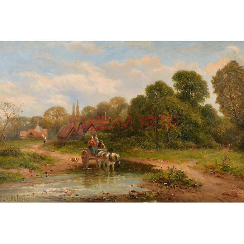 [全球拍] 1906年伍斯特郡油画田野景观