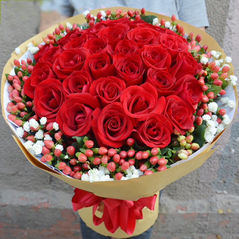 33朵红玫瑰花束生日520情人节鲜花预定常州高阳易县曲阳县定州高碑店