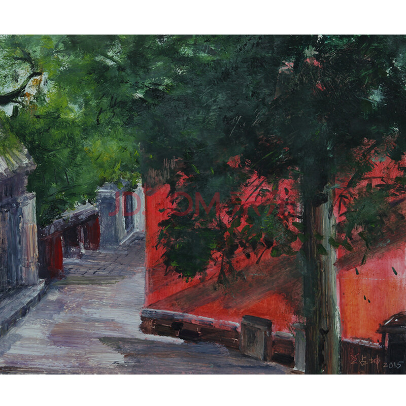 王占坤博士《红房子》木板油画