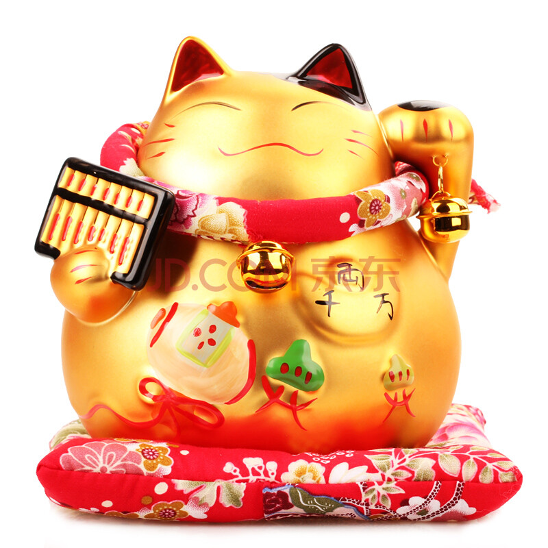 陶瓷工艺礼品 陶瓷招财猫摆件 亚金储蓄罐开业 金色猫
