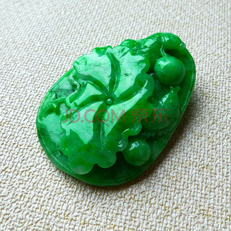 玉聚福珠宝-翡翠荷叶吊坠18.90g图片