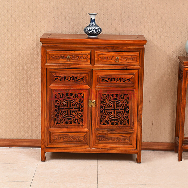 弈榆木质餐边柜储物柜简约现代中式橱柜餐厅厨房柜微波炉柜菜酒碗柜子