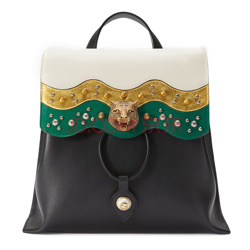古驰(gucci)女士虎头 真皮饰钉 多色波纹翻盖 背包432图片