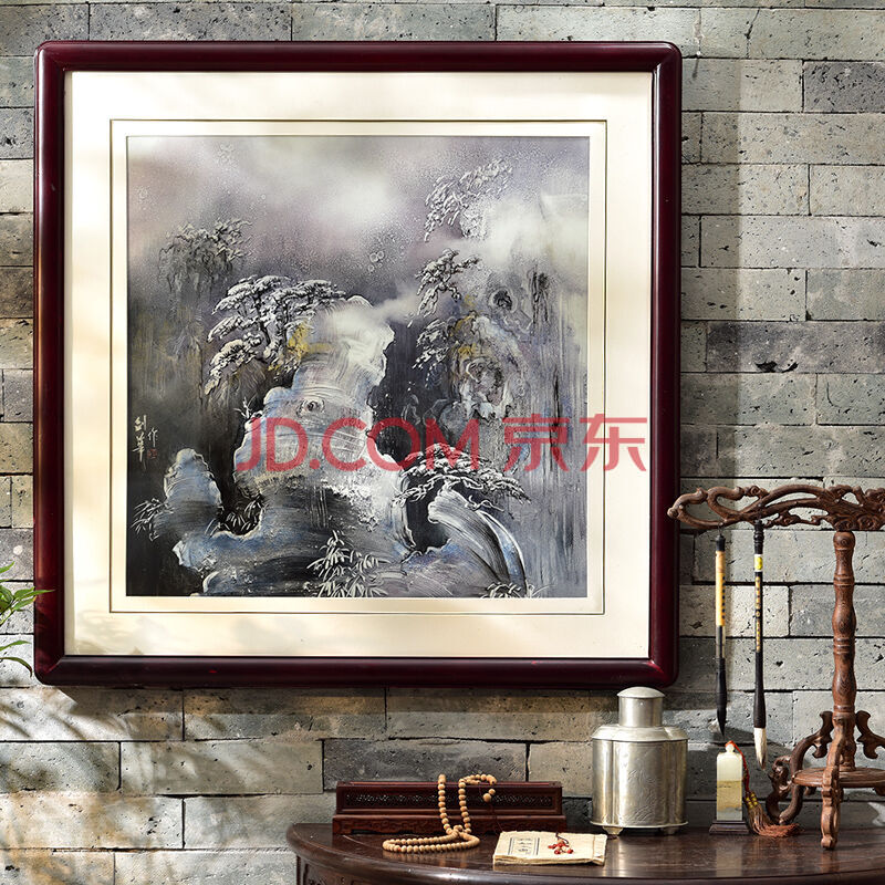 【省陶瓷艺术大师】李剑华 瓷板画 实木框 梦幻黄山之雪峰 004 c1