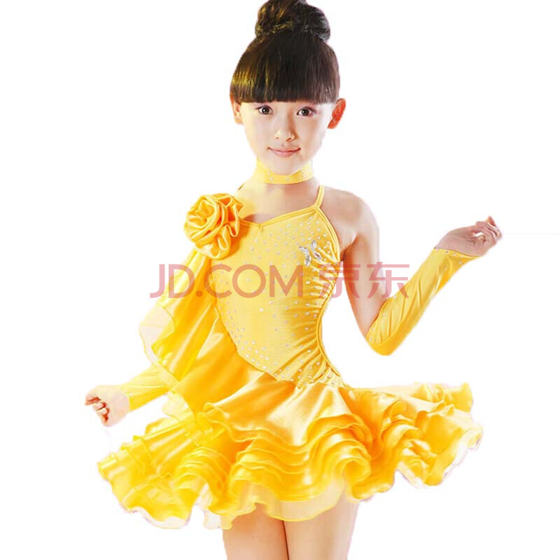 时尚休闲 舒适修身透气夏季儿童拉丁舞裙 女童拉丁舞演出服装 少儿