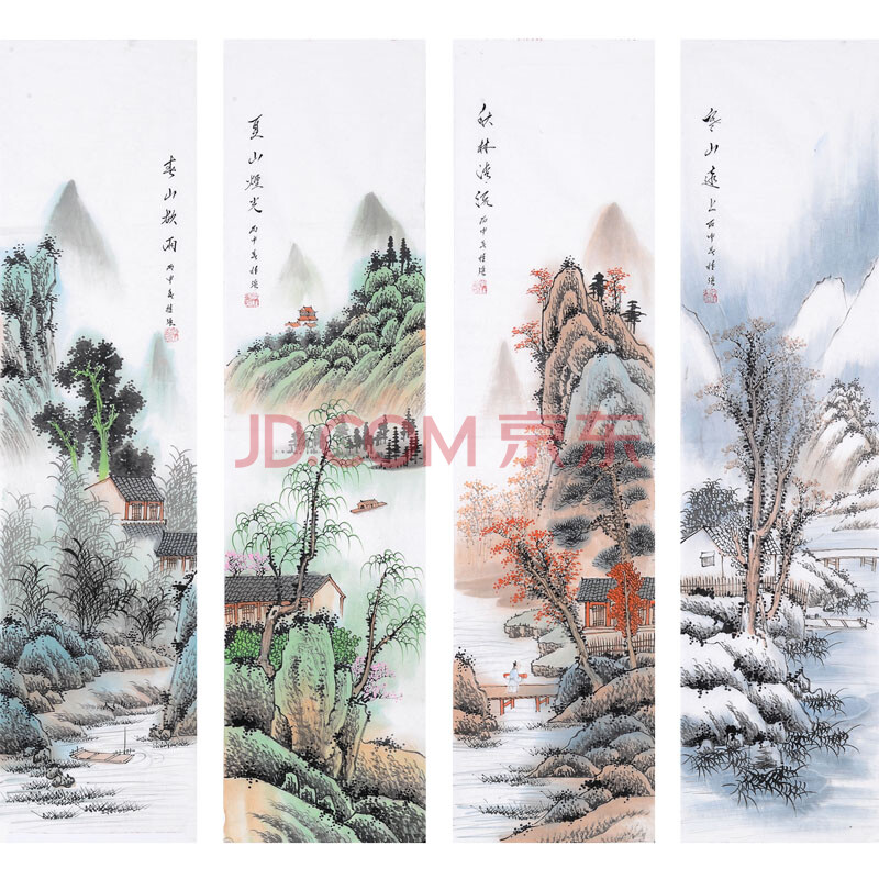 李桂强 广西美院特邀画家,荣获广西桂林山水画展金奖《春山流水四条屏