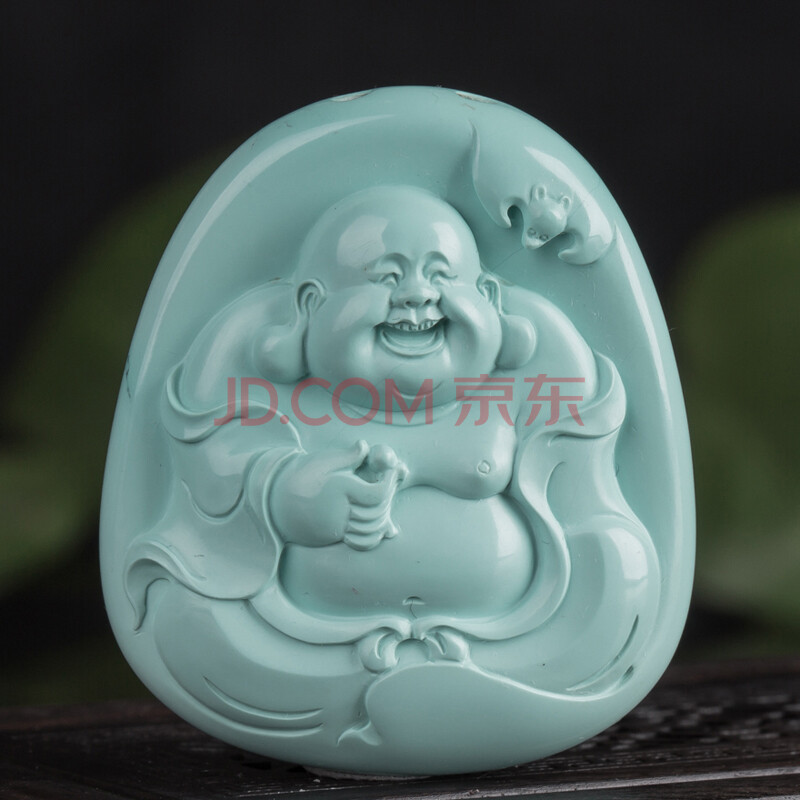 省级玉雕大师叶海林绿松石《弥勒佛》22.4g【天工艺品