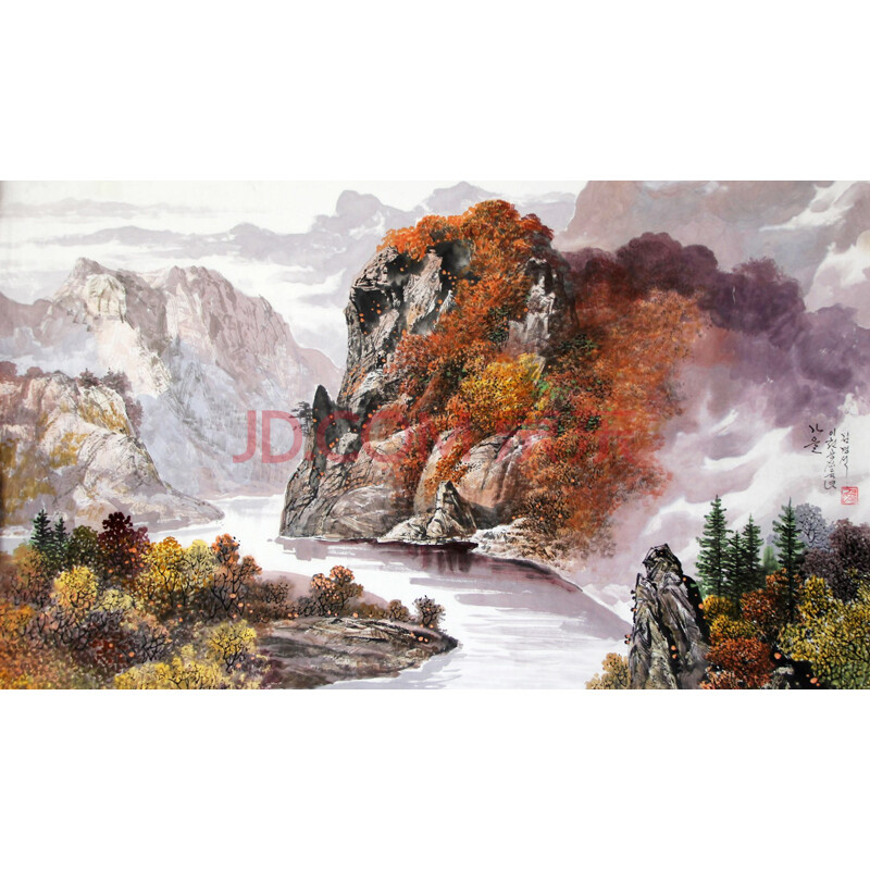 朝鲜画家金京成《秋天》水墨画