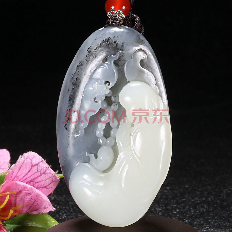苏州王磊玉雕工作室作品 和田玉【悟道】挂件 75.22g【紫玉阁】