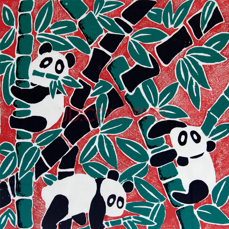 丝网版画——《竹园熊猫》