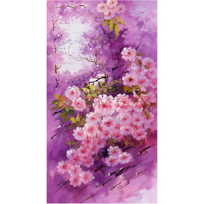 王志《紫藤花》1.2米布面油画