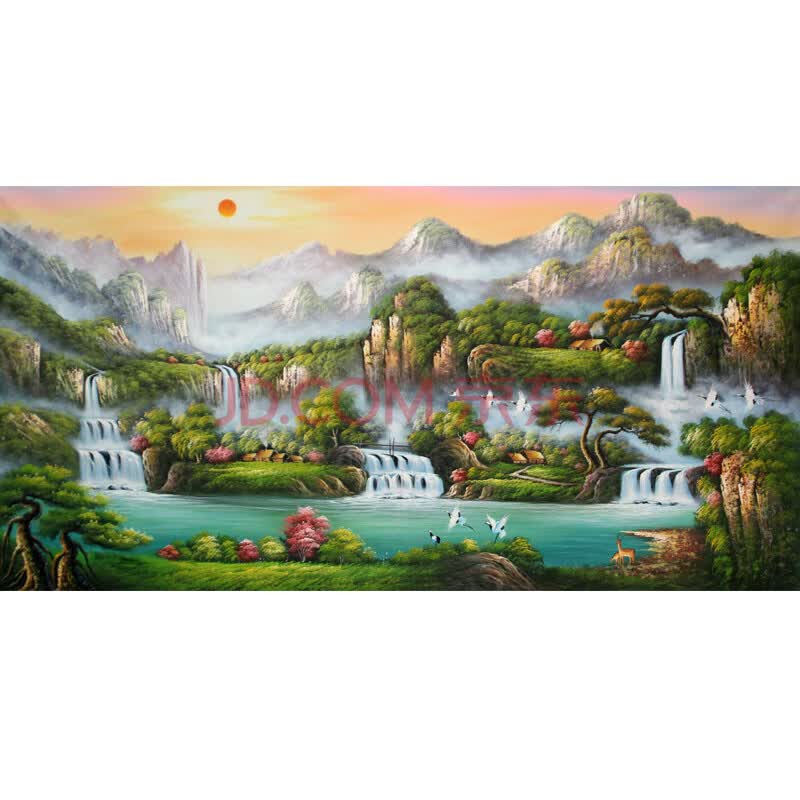 林树新《福禄寿--福地安居图》1.8米布面油画