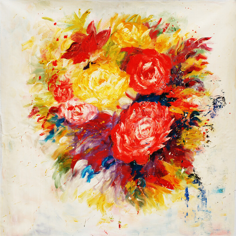 李柏林《花团锦簇》巨幅油画