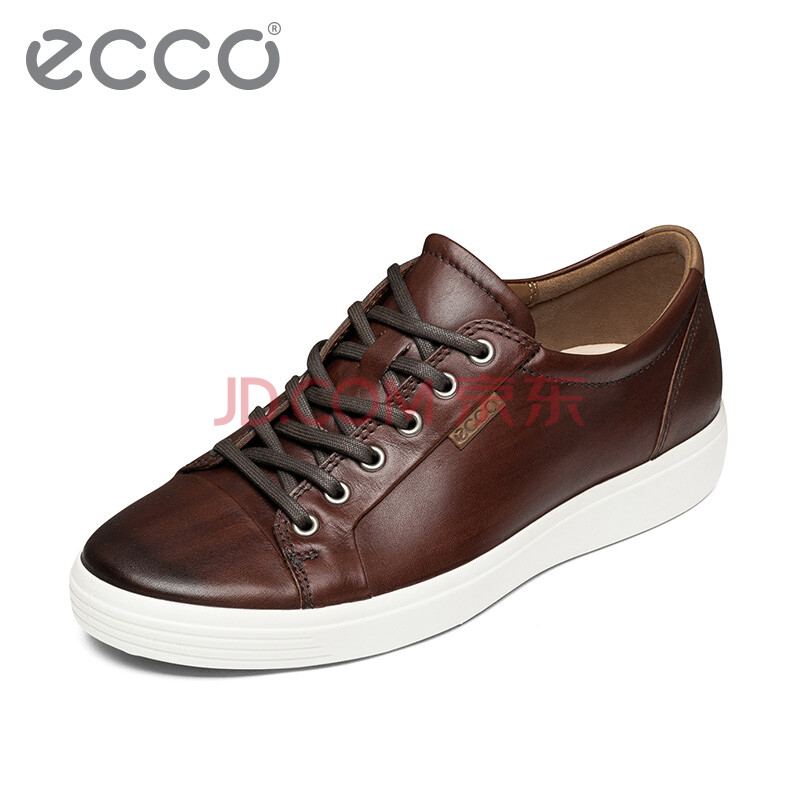 ECCO爱步 欧版简约复古牛皮休闲男鞋 轻便舒适耐磨透气板鞋 柔酷17SS430174 棕色43017401283 41