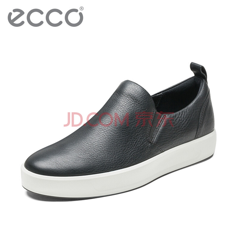 ECCO爱步 潮流简约舒适套脚松紧带男鞋 轻便牛皮休闲鞋 SOFT 8柔酷8号44052 黑色44052401001 40