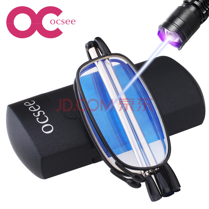 OCSEE ·ÀÀ¶¹âÕÛµþÀÏ»¨¾µ ²»Ðâ¸Ö±ãЯ³¬ÇáÕÛµþ·ÀÀ¶¹âСÇɼò±ãÀÏ»¨¾µ ºÚÉ«ÕÛµþ ÀÏ»¨100¶È