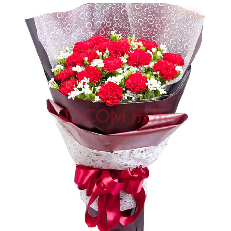 生日鲜花礼物祝福鲜花 送妈妈女士长百合花鲜花 19朵红色康乃馨b款