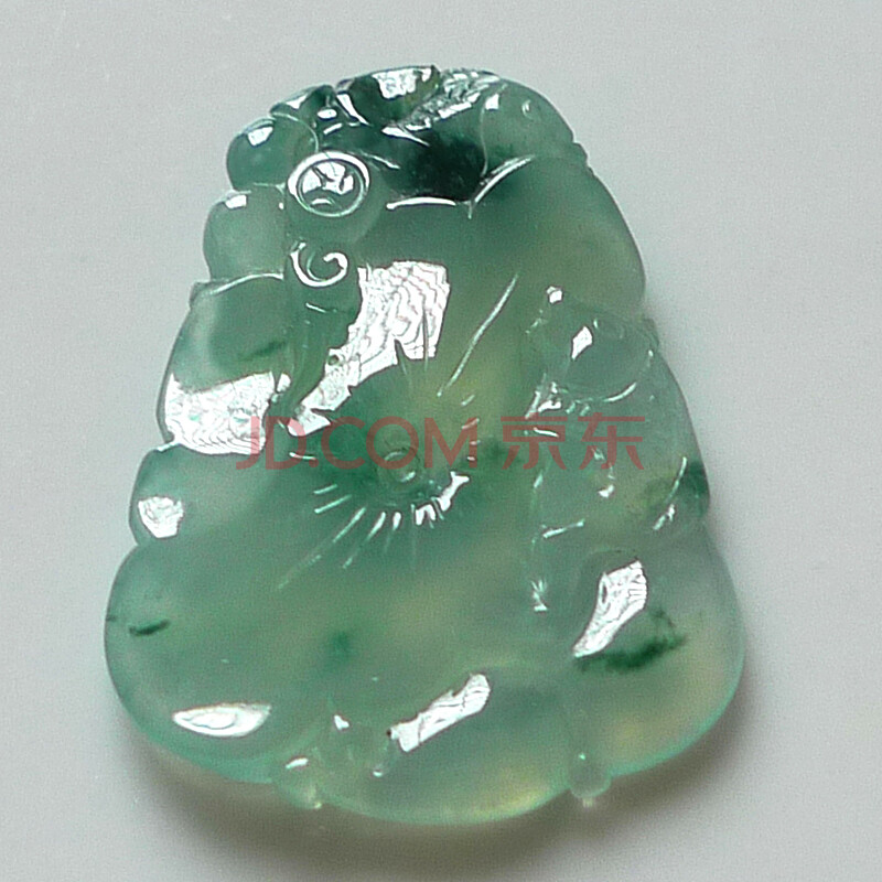 缘如玉翡翠- 荷叶鱼挂坠7.32g图片