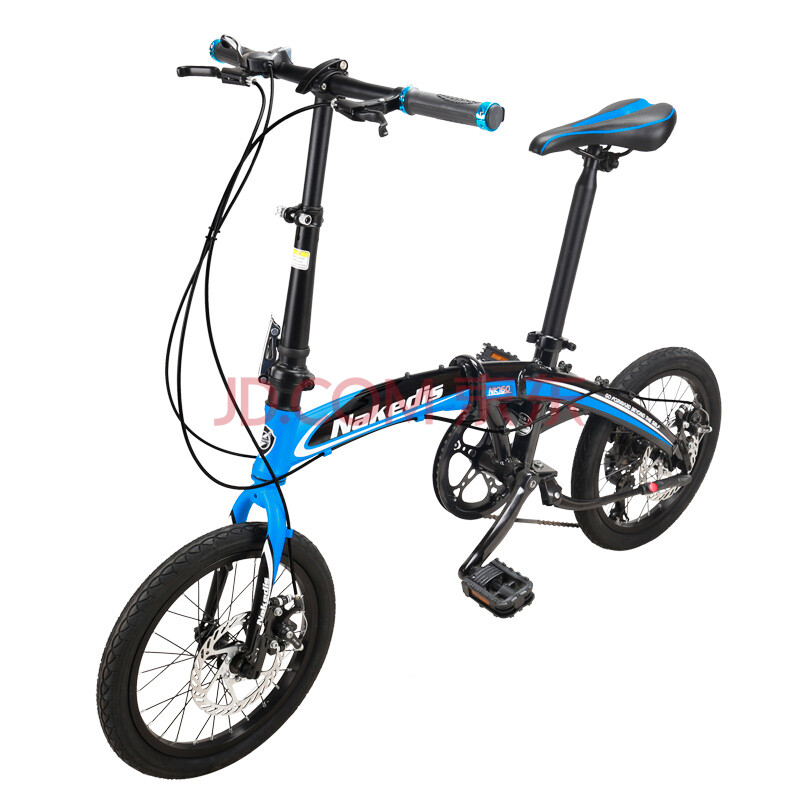 纳克迪斯(Nakedis) 纳克迪斯折叠车16寸超轻铝合金自行车shimano6速双碟刹 16寸黑蓝色/NK160高配