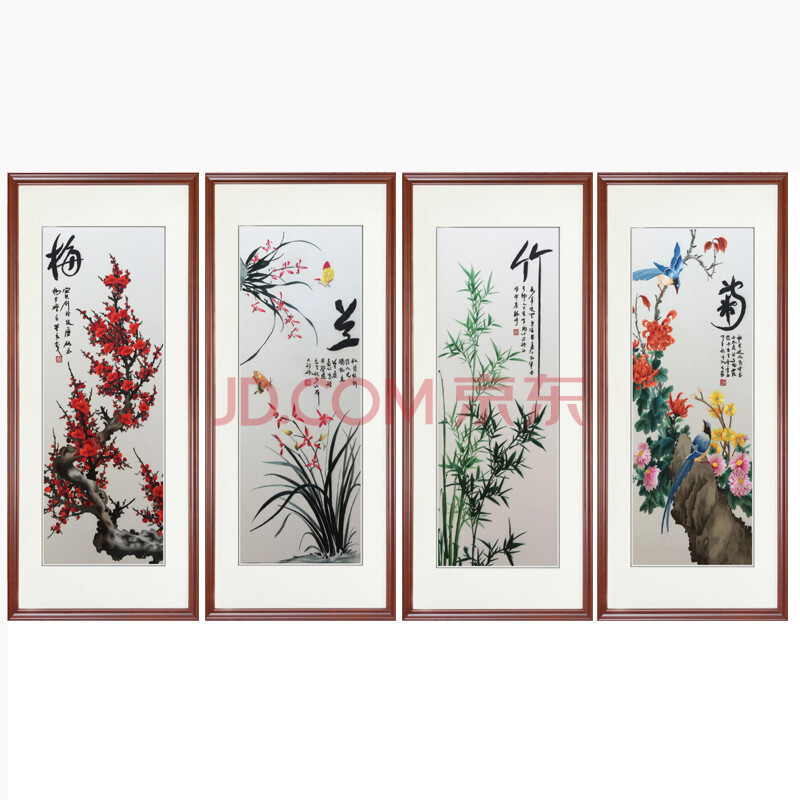 马祥英 苏绣手工精品 真丝挂画《梅兰竹菊》【吴韵匠汇】