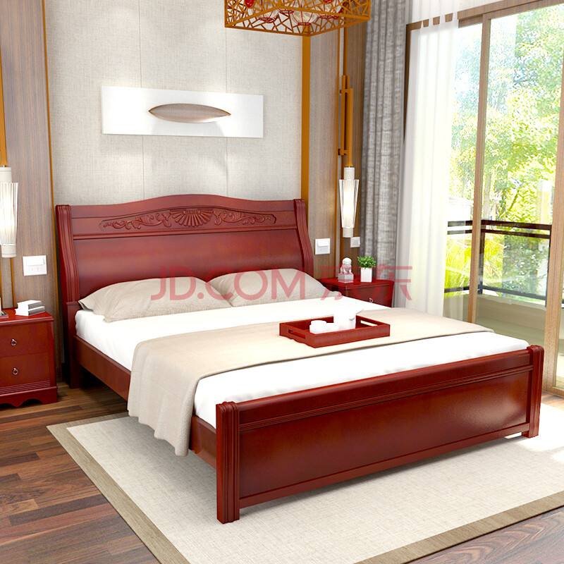 乐和居 实木床 床 双人床 橡木 卧室家具 普通款 1.5*