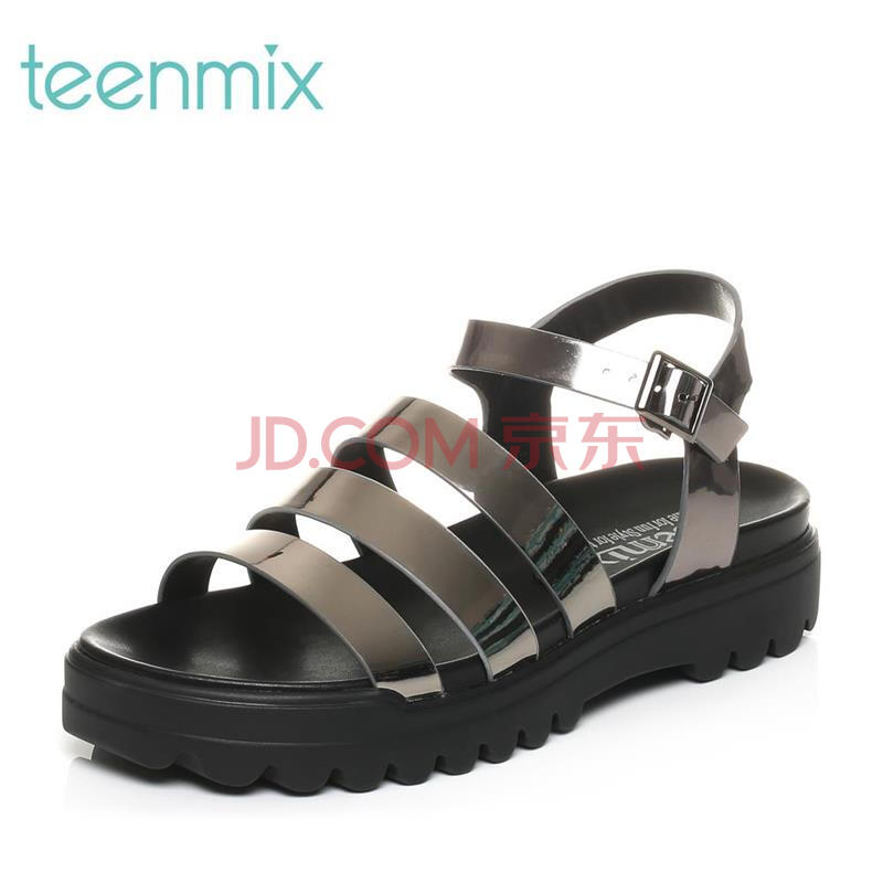 Teenmix/ÌìÃÀÒâÏÄר¹ñͬ¿îÂÞÂí·ç¸ñʱÉкñµ×Å®Á¹Ð¬6X602BL7ϸ´ø×éºÏÐÝÏÐ »Ò/ÒøÉ« 40