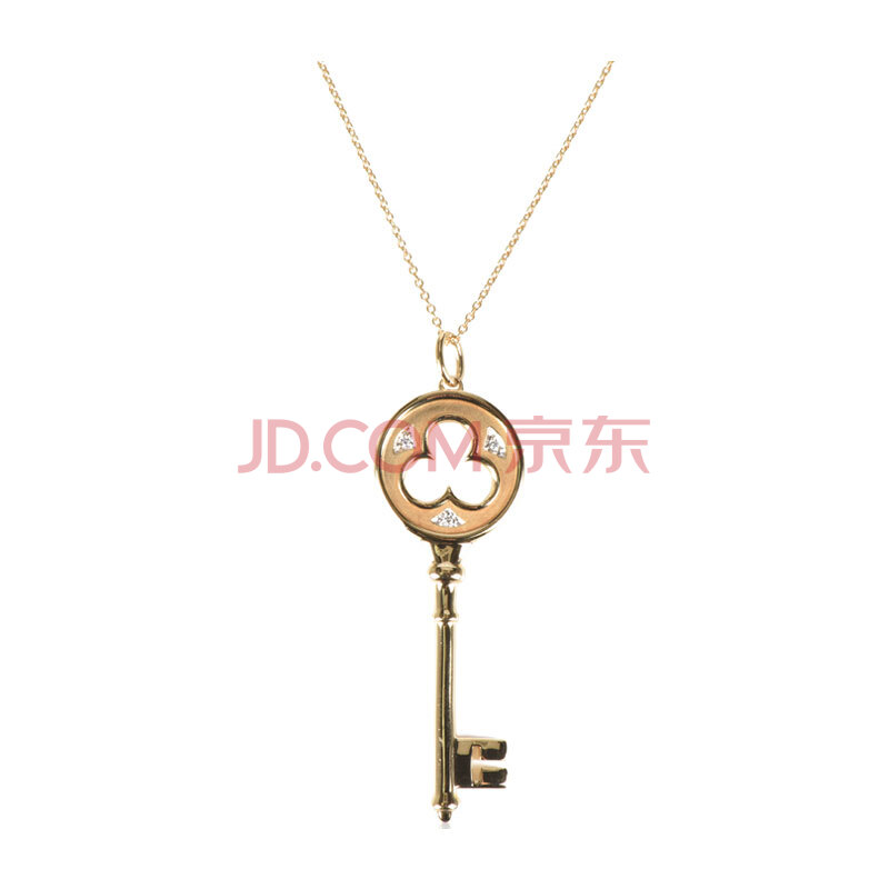 99新 cartier 黄金大号三钻钥匙项链