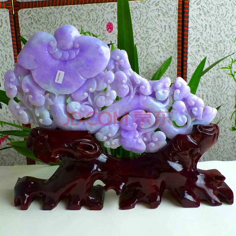 圣宝玉 a货翡翠紫罗兰如意摆件:1.17kg