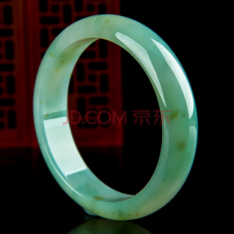 玉心缘珠宝 冰种浅绿宽边手镯 56内径 56.89g