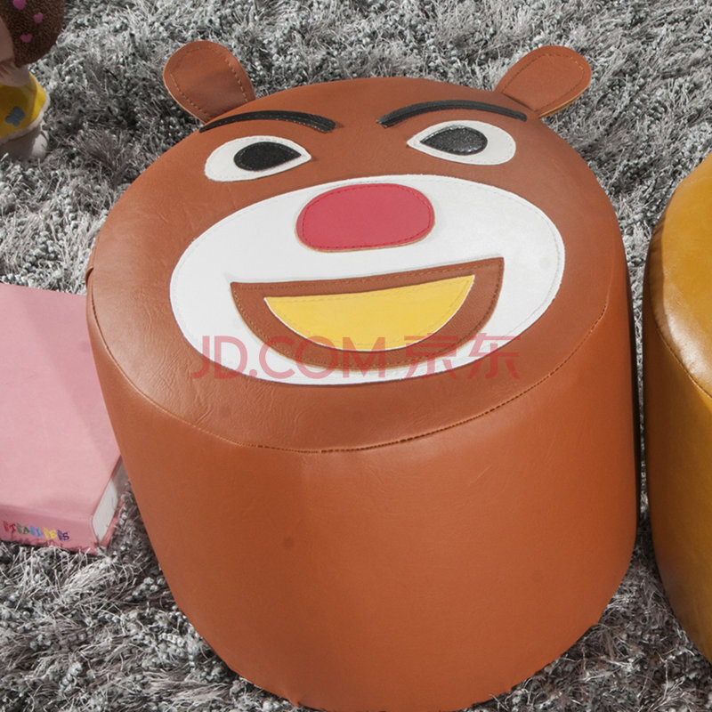 快朵小屋 椅子卡通皮蹲凳 实木宝宝凳子客厅小凳子 创意动物表情凳子