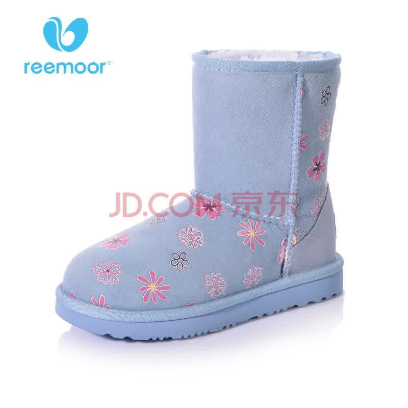 儿童雪地靴女鞋靴子宝宝棉鞋短靴冬季时尚新款冬靴rm-3108 宝蓝色 33