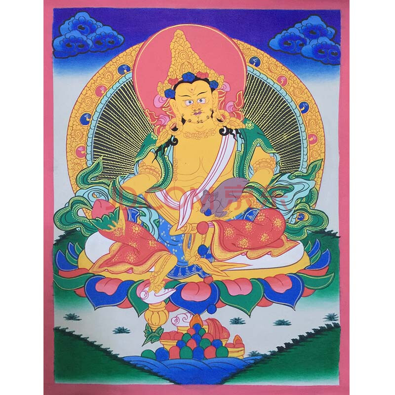 (尼泊尔)lama 《黄财神》收藏珍品 唐卡画师