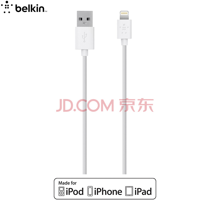 ±´¶û½ð£¨BELKIN£©Æ»¹ûMFIÈÏÖ¤ Lightning½Ó¿Ú³äµçÏß ÊÊÓÃÓÚiPhone7/7P/8/X/iPad Pro °×É« 1.2Ã×