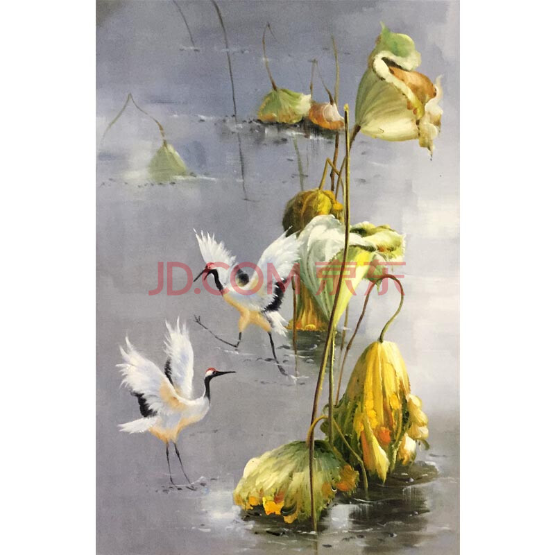 中国油画风画家 聂明轩《仙鹤》布面油画