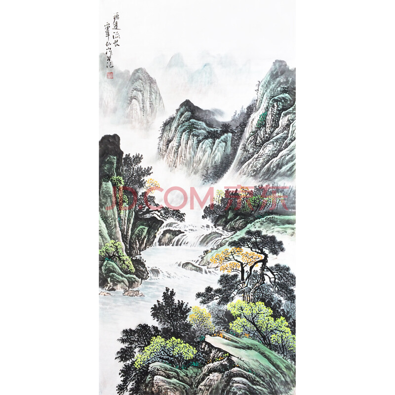 李仙山 《源远流长》 水墨山水画作品