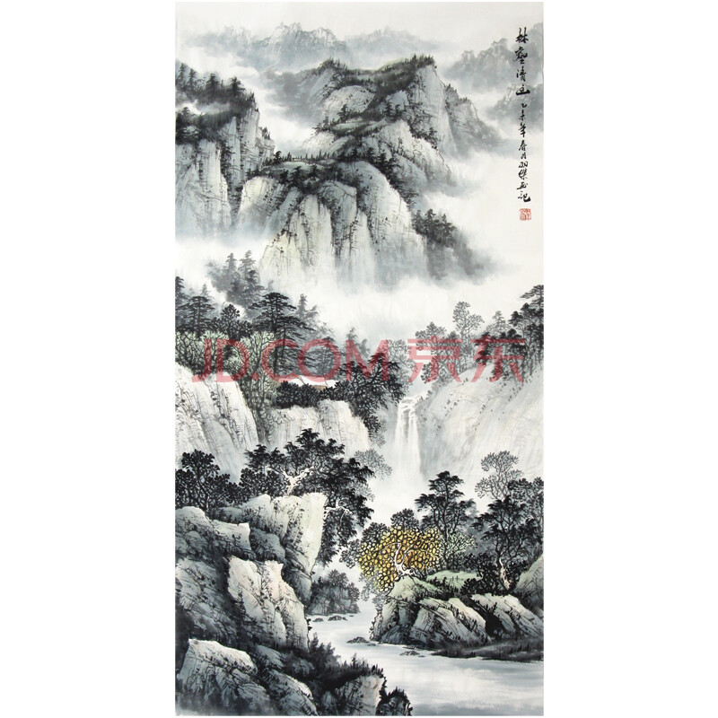 梁羽杰客厅办公室字画收藏国画手绘 四尺竖幅山水画